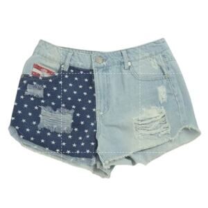 Refuge Women's High Waist Distressed Jean Shorts – Stars & Stripes – Size 4